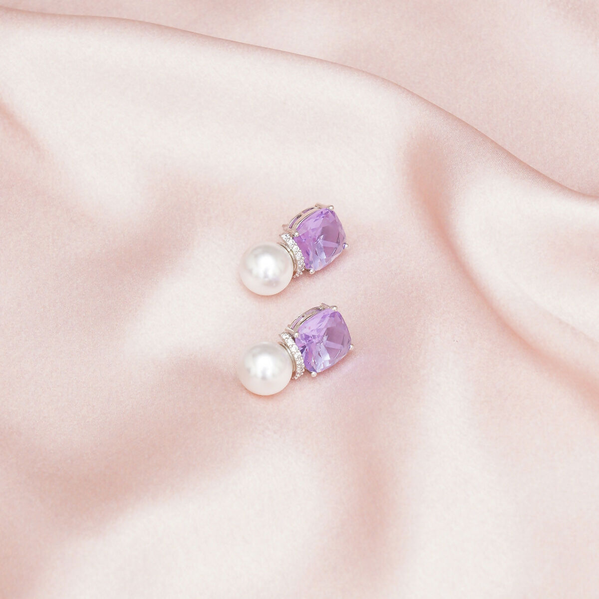 Purple Pearl Studs- Ruby Raang | Swadesiicart