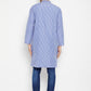 Even Apparels Blue Color Pure Cotton Long Men's Kurta With Band Collar | Swadesiicart