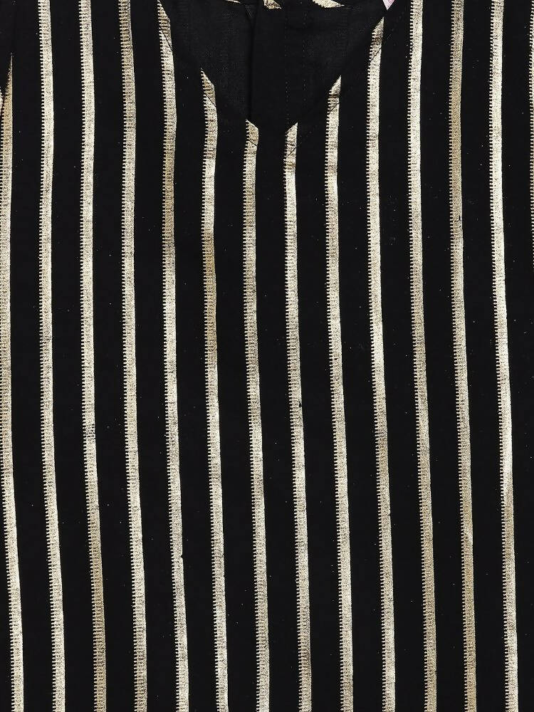 Ahalyaa Black Georgette Stripped Gold Printed Kids Kurta Pant Set For Girls | Swadesiicart