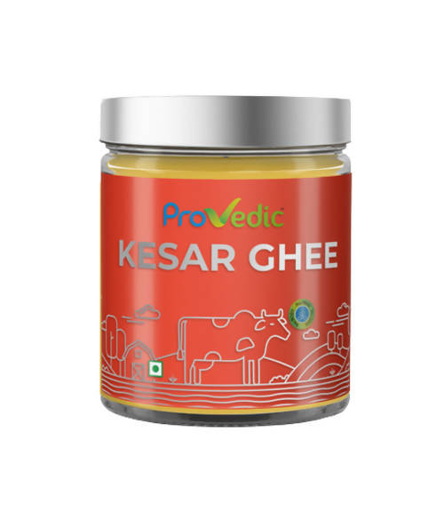ProVedic Kesar Ghee | Indian Hallikar Cow Ghee, Pure A2 Ghee, Natural & Healthy, Non-GMO | Bilona Method | Traditional Curd-Churned |Pure, Natural & Healthy | Glass Jar | | Swadesiicart