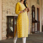 Juniper Women's Yellow Georgette Printed Kurta | Swadesiicart