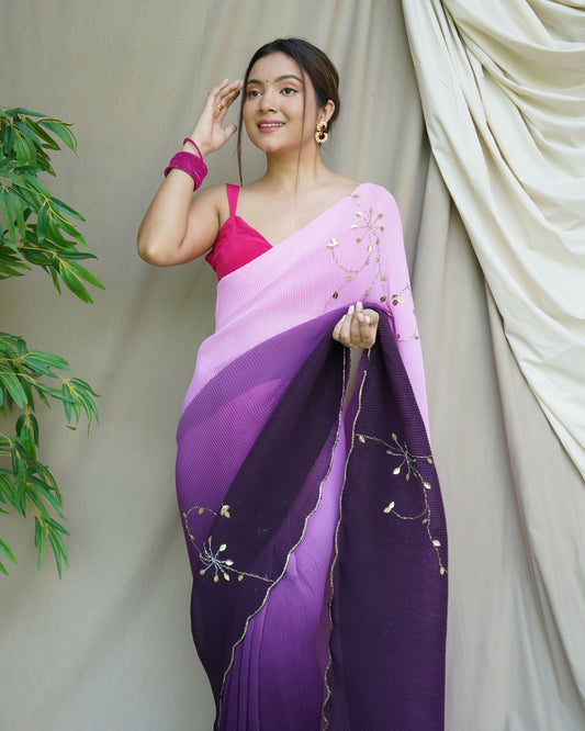 Vamsee Antara Violet Georgette Saree - Swadesiicart