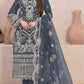 Anaita Grey Faux Georgette Stitched Suit with Embroidery Work