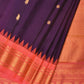 Purple and Peach Gadwal Silk Handloom Saree with Mango Pallu and Border Design - Global Threads | Swadesiicart