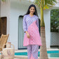 Yufta Purple & Pink Colour blocking Co Ord Set - Swadesiicart