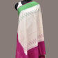 Purple and White Pochamaplly Ikat Cotton Handloom Dupatta with Temple Border Design - Global Threads | Swadesiicart