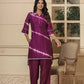 Yufta Purple Chanderi Silk Tie Dye Co-Ord Set - Swadesiicart