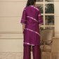Yufta Purple Chanderi Silk Tie Dye Co-Ord Set - Swadesiicart