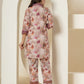 Yufta Purple Cotton Schiffli Co-Ord Set With Lace Detailing - Swadesiicart
