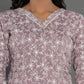 Yufta Purple Cotton Silk Embroidered Anarkali Kurta Dupatta Set - Swadesiicart