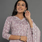Yufta Purple Cotton Silk Embroidered Anarkali Kurta Dupatta Set - Swadesiicart