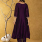 Yufta Purple Embroidered Anarkali Kurta Dupatta Set - Swadesiicart