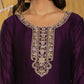 Yufta Purple Embroidered Anarkali Kurta Dupatta Set - Swadesiicart
