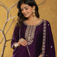 Yufta Purple Embroidered Anarkali Kurta Dupatta Set - Swadesiicart