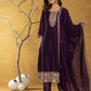 Yufta Purple Embroidered Anarkali Kurta Dupatta Set - Swadesiicart