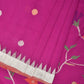 Purple Khadi Cotton Handloom Saree with Plant and Birds Pallu Design - Global Threads | Swadesiicart