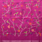 Purple Khadi Cotton Handloom Saree with Plant and Birds Pallu Design - Global Threads | Swadesiicart