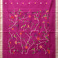 Purple Khadi Cotton Handloom Saree with Plant and Birds Pallu Design - Global Threads | Swadesiicart