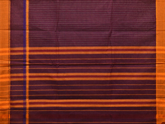 Purple Narayanpet Cotton Handloom Saree with Checks Design No Blouse - Global Threads | Swadesiicart