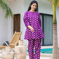 Yufta Purple Polka Dot Print Top And Trouser Co Ord Set - Swadesiicart