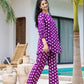 Yufta Purple Polka Dot Print Top And Trouser Co Ord Set - Swadesiicart