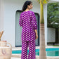 Yufta Purple Polka Dot Print Top And Trouser Co Ord Set - Swadesiicart