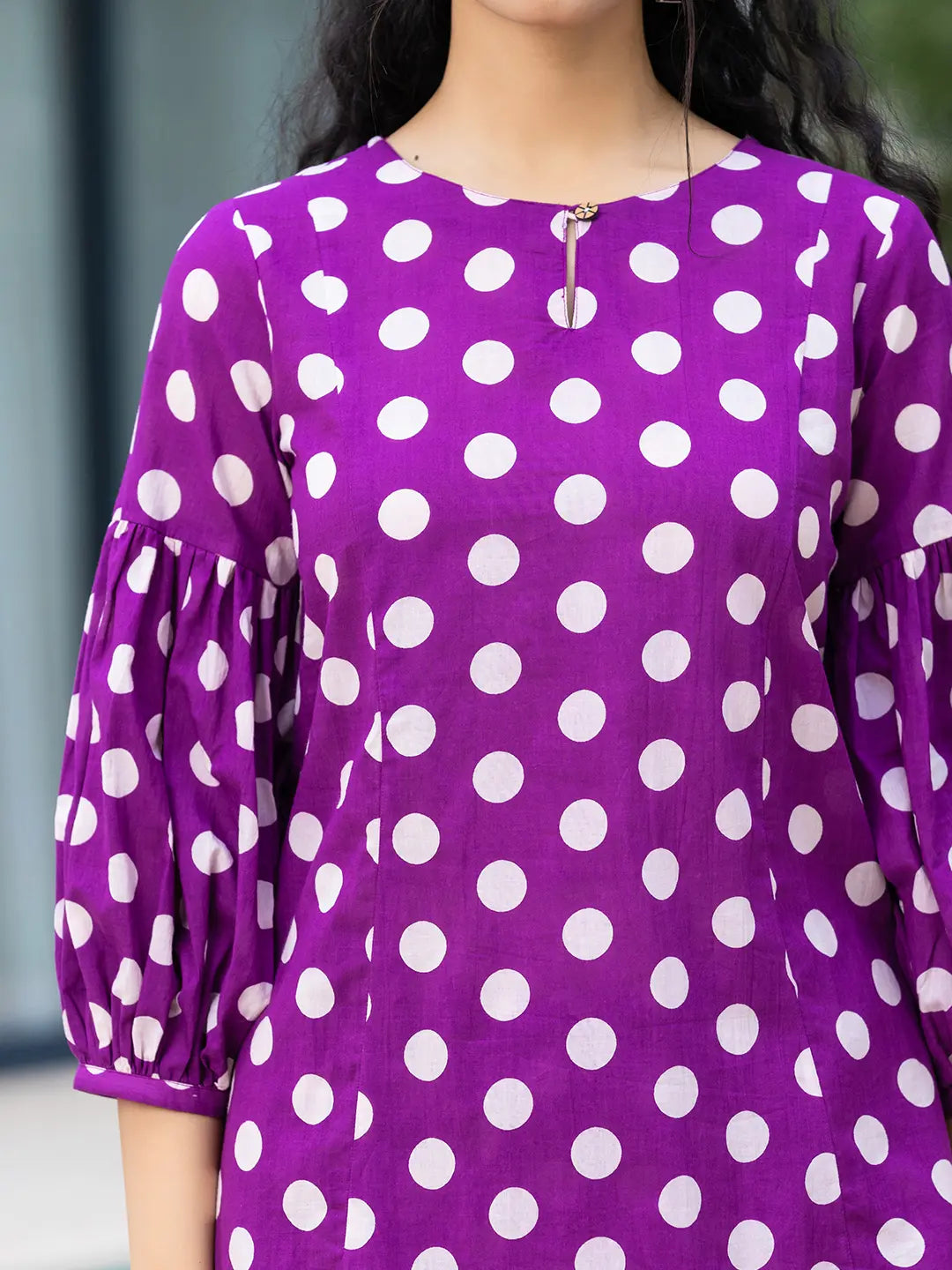 Yufta Purple Polka Dot Print Top And Trouser Co Ord Set - Swadesiicart
