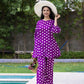Yufta Purple Polka Dot Print Top And Trouser Co Ord Set - Swadesiicart