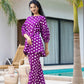 Yufta Purple Polka Dot Print Top And Trouser Co Ord Set - Swadesiicart