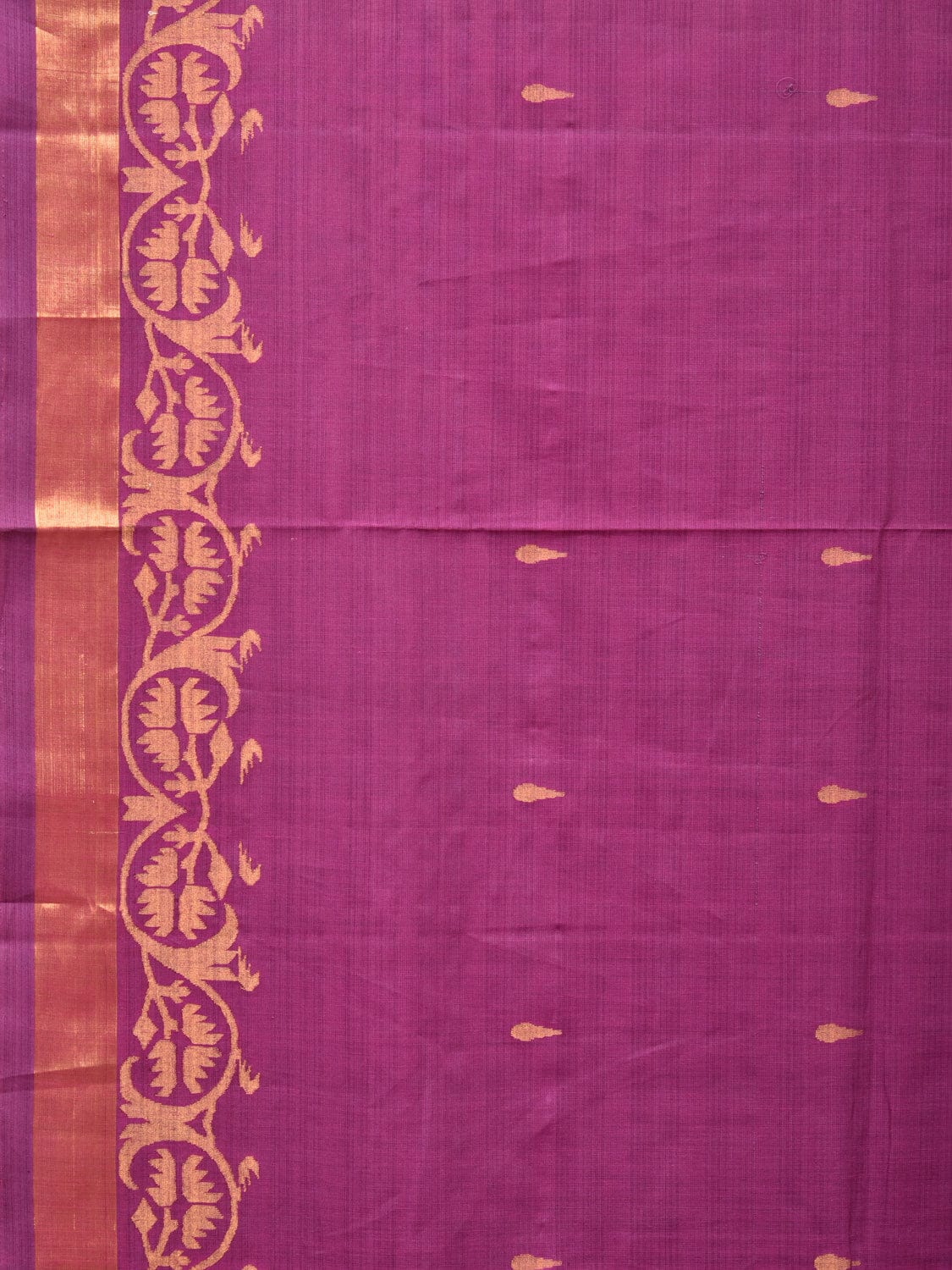 Purple Uppada Cotton Handloom Saree with Border Design - Global Threads | Swadesiicart