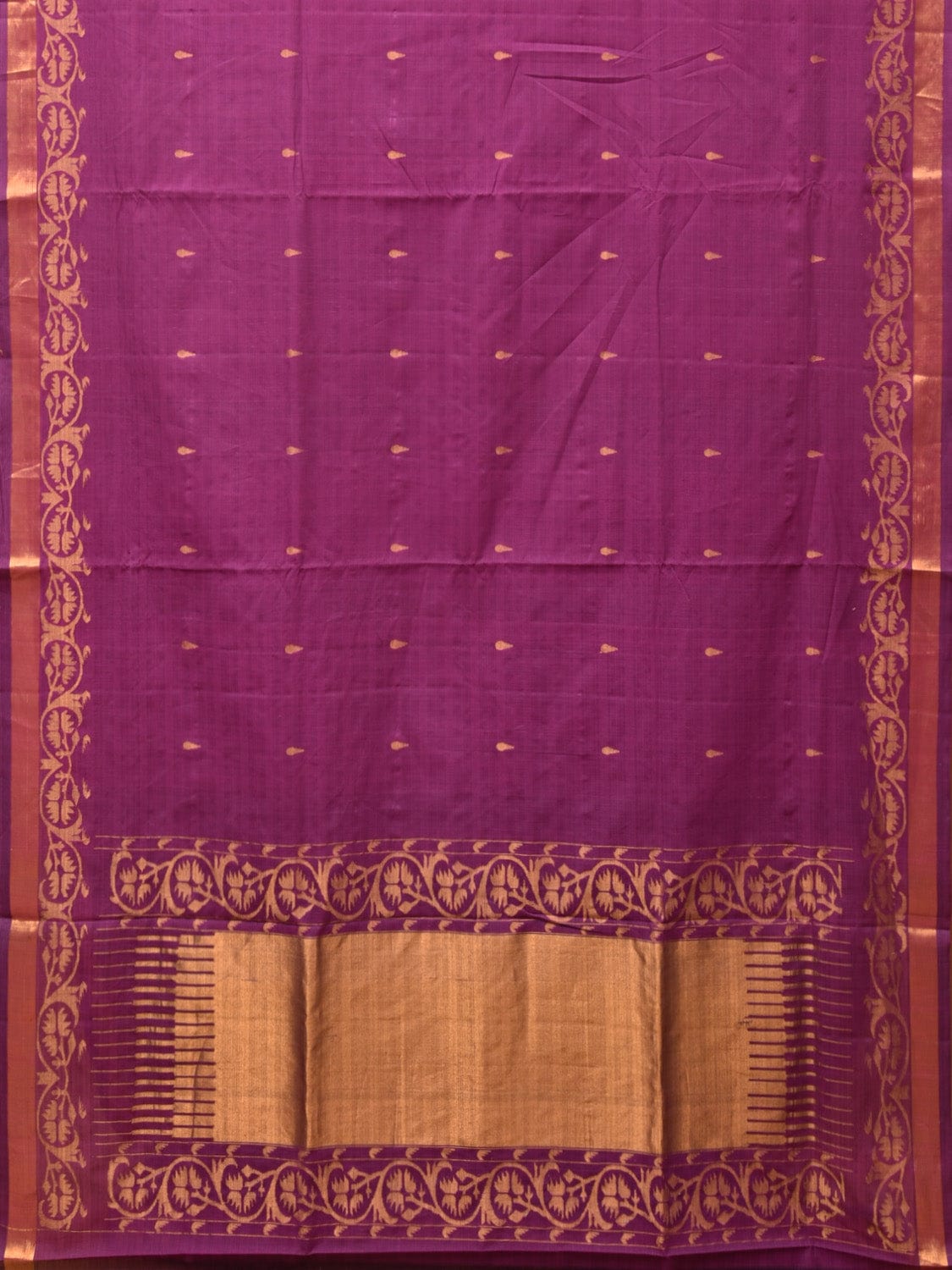 Purple Uppada Cotton Handloom Saree with Border Design - Global Threads | Swadesiicart