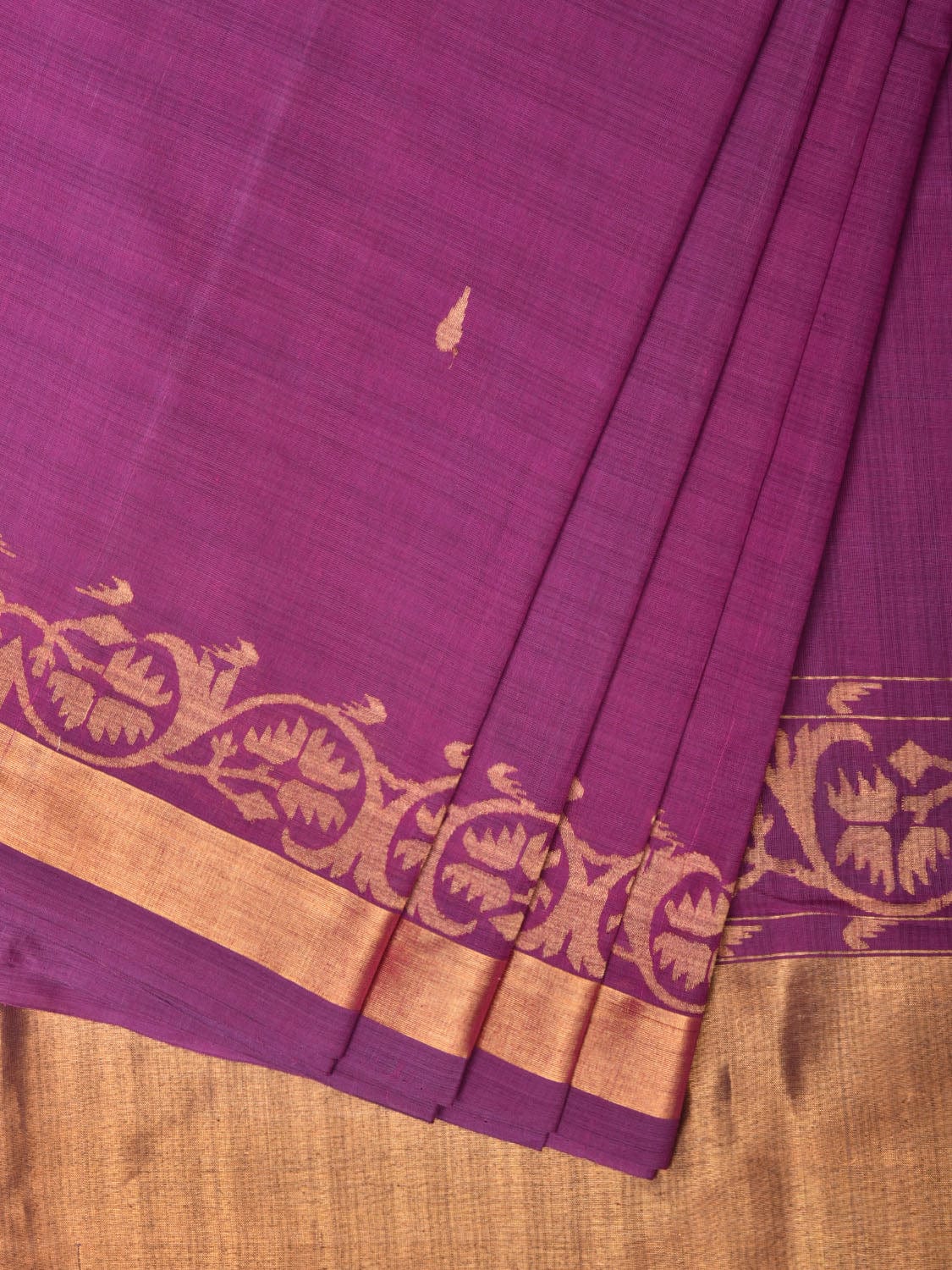 Purple Uppada Cotton Handloom Saree with Border Design - Global Threads | Swadesiicart