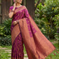Anaita Purple Silk Blend Woven Saree With Blouse