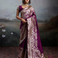 Anaita Purple Silk Blend Woven Saree With Blouse