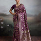 Anaita Purple Silk Blend Woven Saree With Blouse