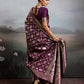 Anaita Purple Silk Blend Woven Saree With Blouse