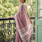 Anaita Purple Linen Zari Work Saree With Blouse