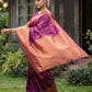 Anaita Purple Silk Blend Woven Saree With Blouse
