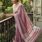 Anaita Purple Linen Zari Work Saree With Blouse