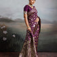 Anaita Purple Silk Blend Woven Saree With Blouse