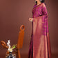 Anaita Purple Banarasi Silk Woven Saree With Blouse