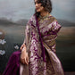 Anaita Purple Silk Blend Woven Saree With Blouse