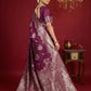 Anaita Purple Silk Blend Woven Saree With Blouse