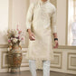 Raivat Ethnic Banarasi Art Silk Thread and Mirror Work Kurta Pajama In Beige Colour | Swadesiicart