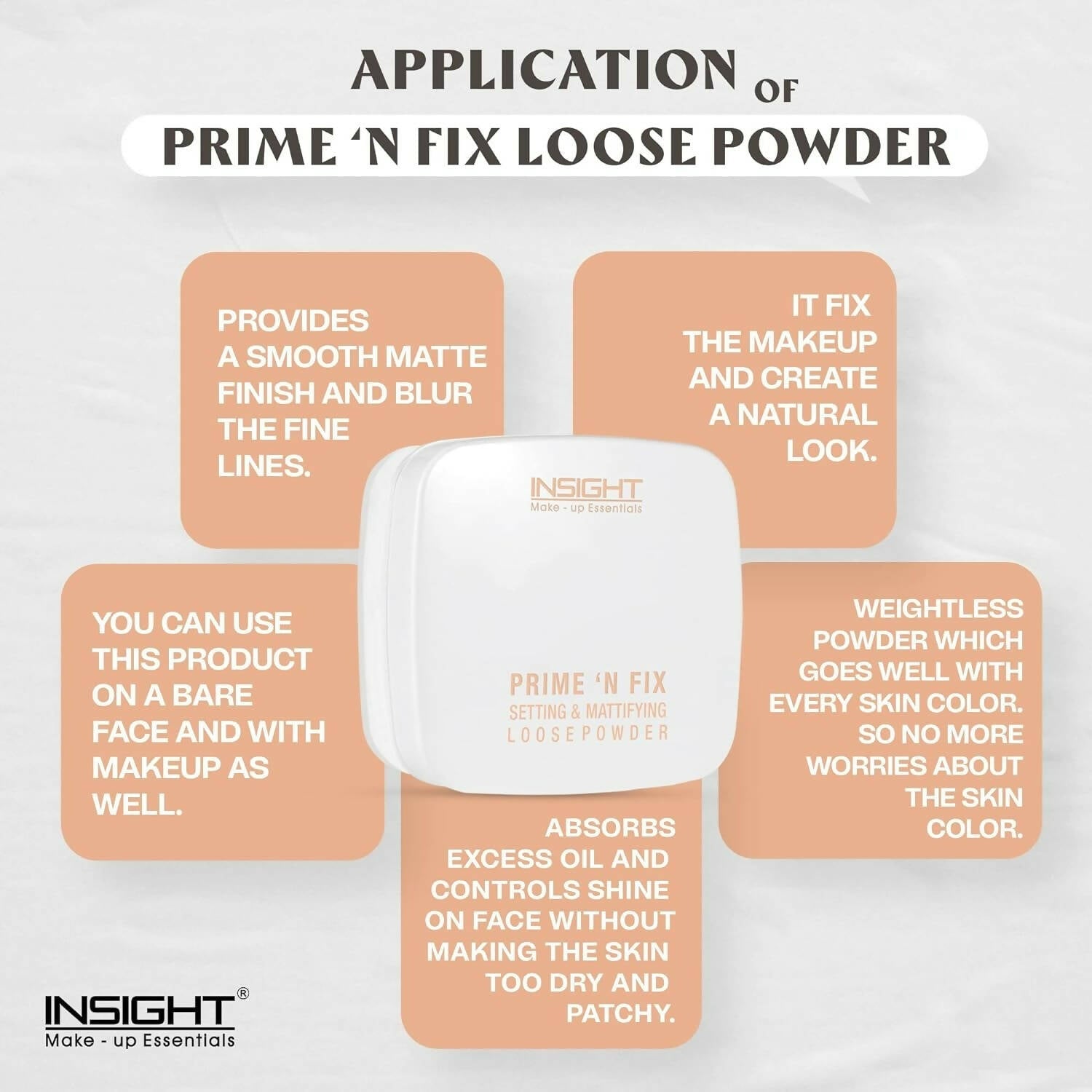 Insight Prime N Fix Setting Mattifying Loose Powder -TR203 - Swadesiicart