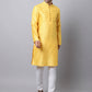 Even Apparels Yellow Pure Cotton Men's Kurta With Band Collar (SLK1187) | Swadesiicart