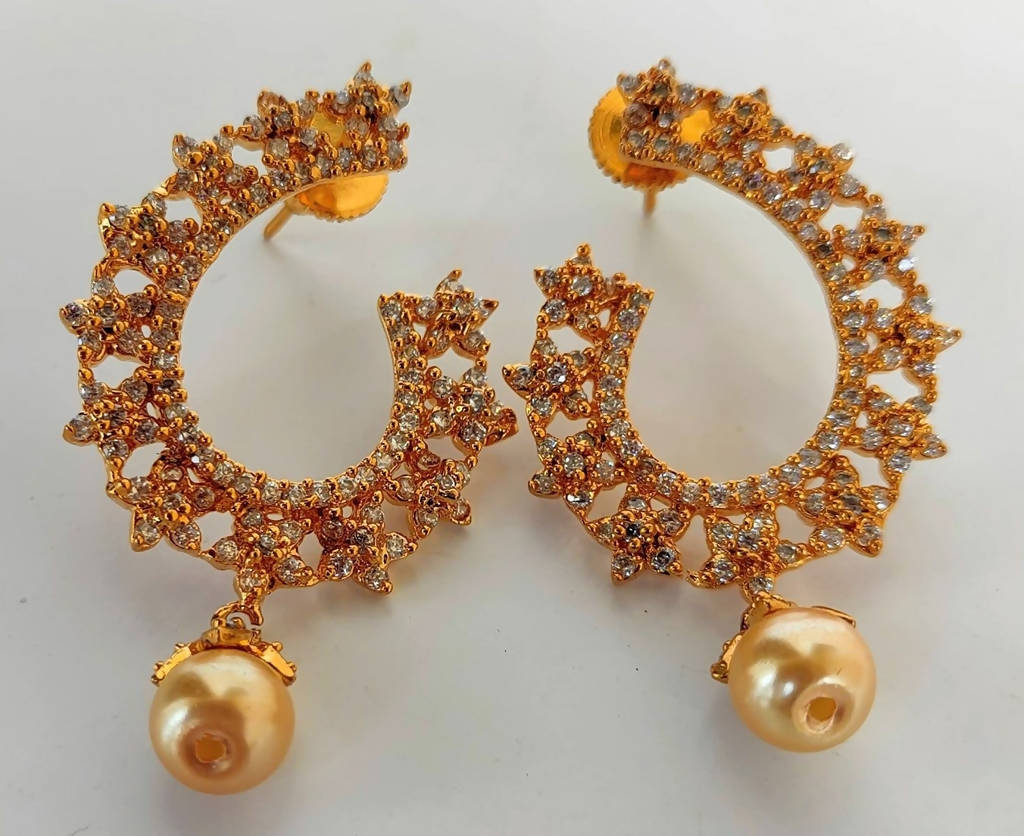 White AD Designer Earrings - Swadesiicart