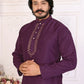 Anaita Purple Silk Straight Kurta With Neck Mirror Work