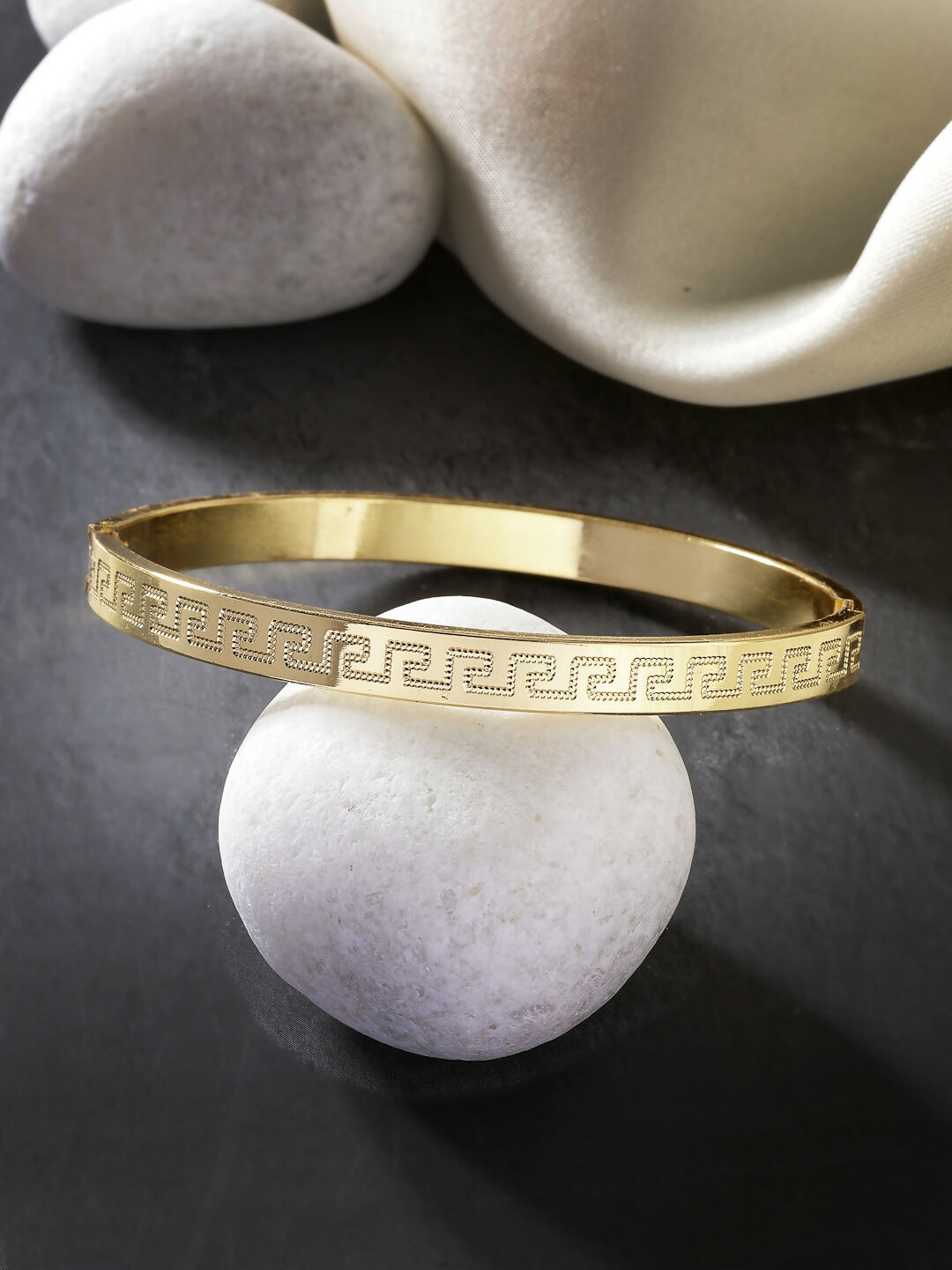 NVR Men's Set of 2 Gold & Black Rhodium-Plated Stainless Steel Kada Bracelet - Swadesiicart