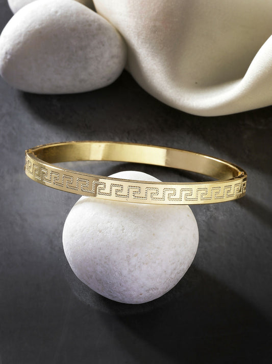 NVR Men's Set of 2 Gold & Black Rhodium-Plated Stainless Steel Kada Bracelet - Swadesiicart
